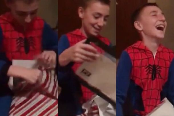 Emotiva reacción de un niño por su regalo de Navidad