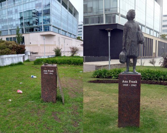 Recuperaron la estatua de Ana Frank que había sido robada en Puerto Madero