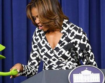 La rana René visitó a Michelle Obama en la Casa Blanca