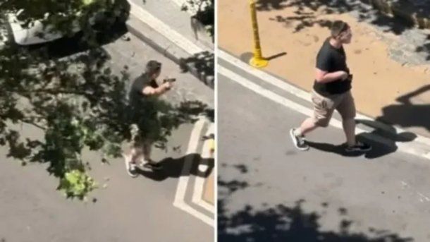 Locura en pleno centro de La Plata: filman a un hombre armado, intentando frenar una pelea callejera