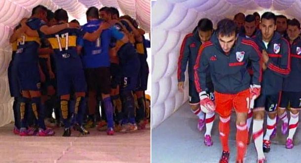 Así fue el recibimiento de los equipos en un Monumental colmado