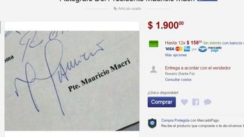 en oferta: venden un autografo de mauricio macri en oferta: venden un autografo de mauricio macri