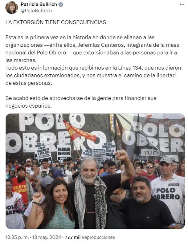 Piqueteros y planes sociales: el mensaje de la ministra de Seguridad, Patricia Bullirch, tras conocerse la decisión de la Justicia Piqueteros y planes sociales: el mensaje de la ministra de Seguridad, Patricia Bullirch, tras conocerse la decisión de la Justicia