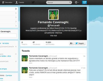 Cavenaghi debutó en Twitter y elogió a Ramón Díaz