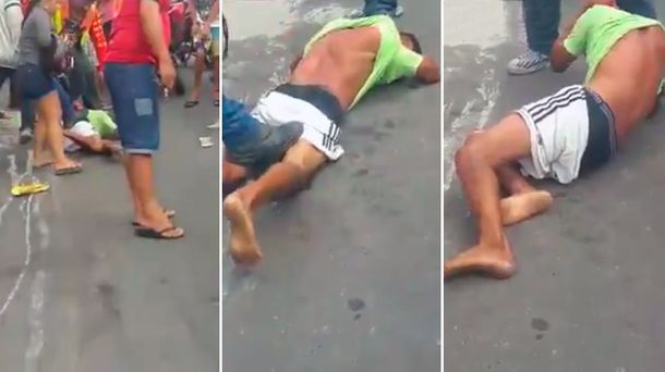 Le dan latigazos a un motochorro