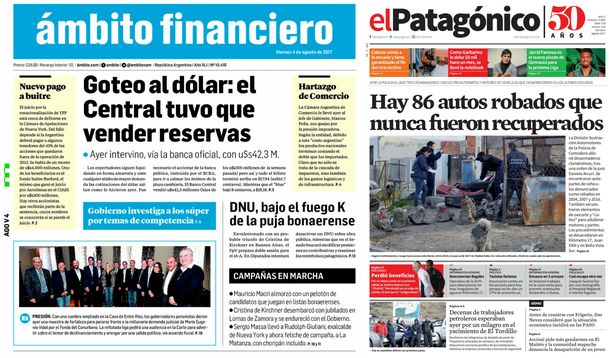 Tapas de diarios del viernes 4 de agosto de 2017