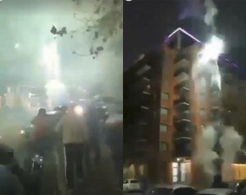 Hinchas de Boca tiraron bombas de estruendo y fuegos artificiales en el hotel del Corinthians
