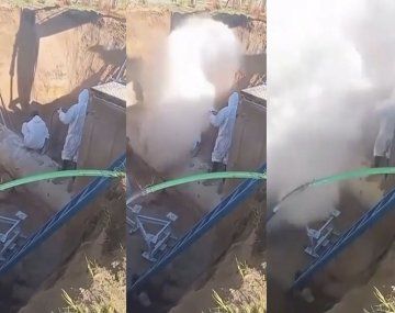 Explotó un caño de agua y dos operarios fueron arrastrados por la presión