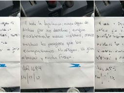 El mensaje se lo dejaron a los tripulantes del vuelo AR 1694
