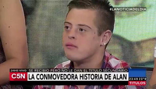 La historia de Alan, un joven con síndrome de Down: terminó el secundario pero no le dan el título