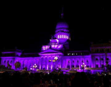 Ni Una Menos: el Congreso se iluminó de color violeta a 7 años de la primera marcha