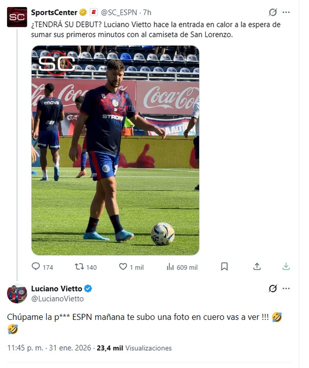 Luciano Vietto cruzó fuerte a ESPN Luciano Vietto cruzó fuerte a ESPN