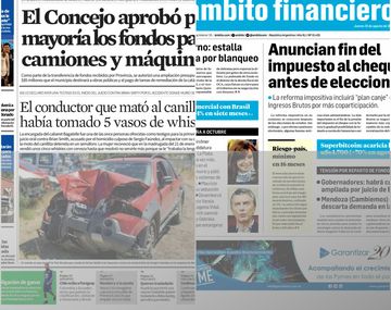 Tapas de diarios del jueves 31 de agosto de 2017