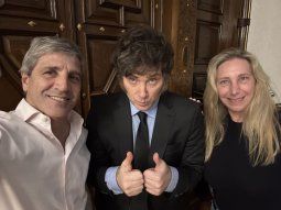 Luis Caputo, Javier y Karina Milei.