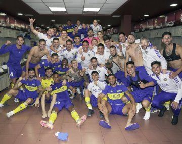 El festejo íntimo de Boca en el vestuario