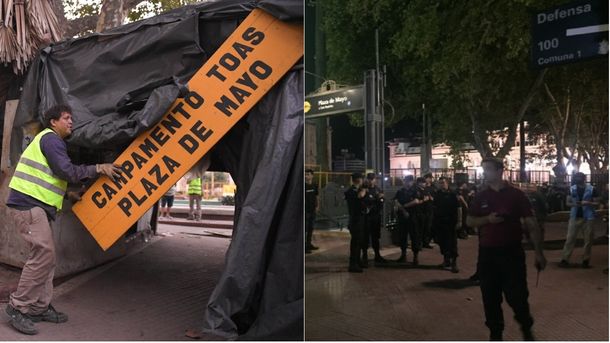 Desalojo a veteranos de Malvinas en Plaza de Mayo