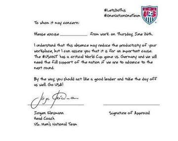 Insólito: el DT de EE.UU. escribió una carta para que los hinchas no trabajen