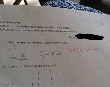 Profesora afirma: no es lo mismo 3x5 que 5x3
