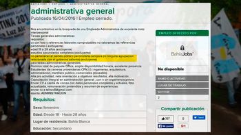 insolita oferta laboral: excluyente no ser de la campora o peronista insolita oferta laboral: excluyente no ser de la campora o peronista