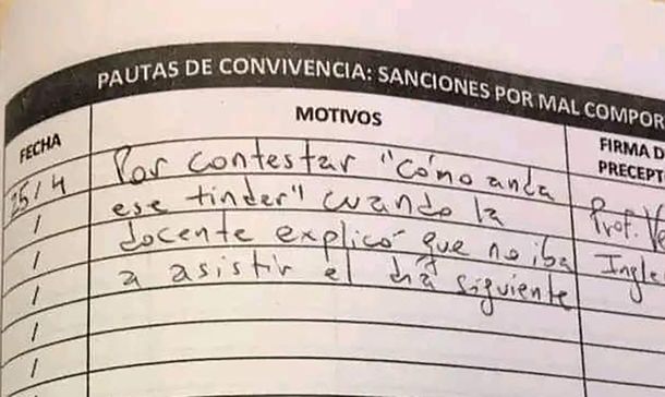 Cómo anda ese Tinder: la sanción que terminó en viral