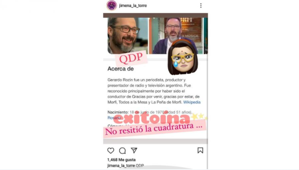 El comentario desubicado de Jimena Latorre tras la muerte de Gerardo Rozín, que luego borró