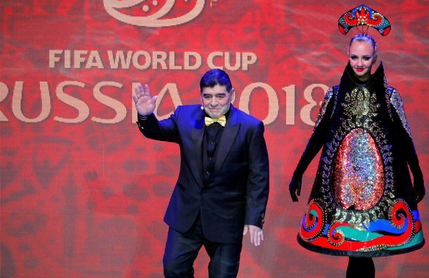 Maradona en la presentación del Mundial
