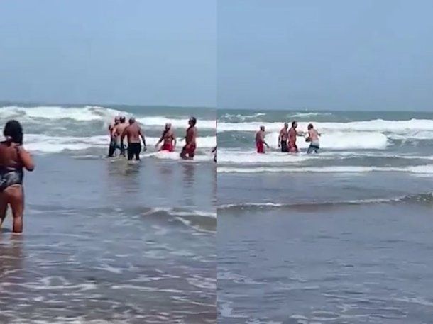 Video: se peleó con los guardavidas que lo rescataron porque quería meterse de nuevo al mar