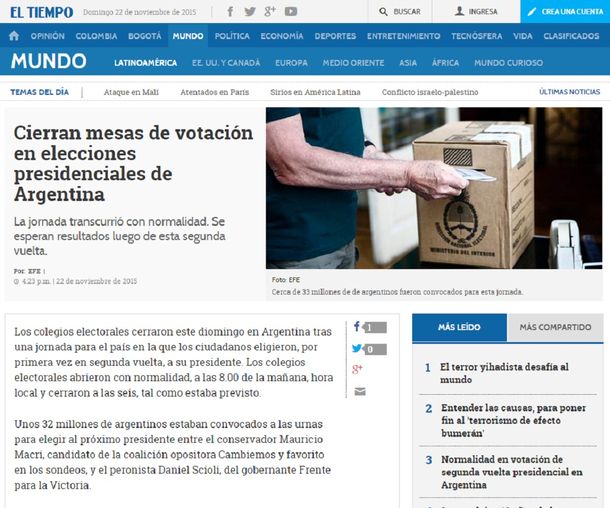 Así reflejan los diarios de Latinoamérica el resultado electoral del balotaje
