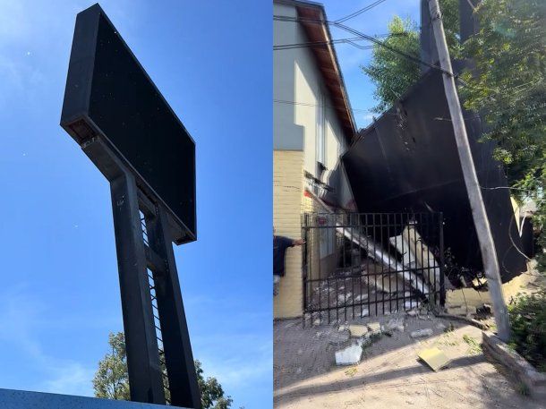 Una pantalla publicitaria cayó encima de una casa al costado de General Paz