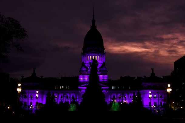 Por qué el Congreso se iluminó de violeta