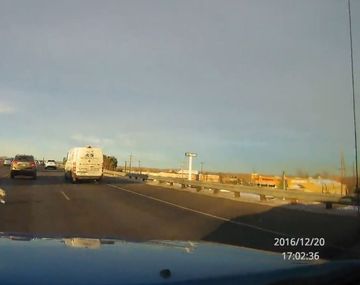 Un perro salta de la camioneta de su dueño en la autopista