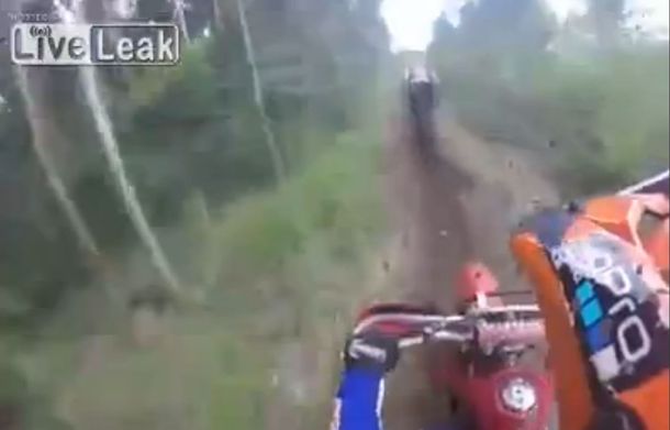 Motociclista choca contra un árbol y se salva de milagro: mirá el video