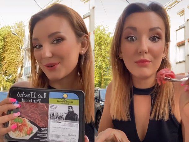 Una francesa mostró en Tik Tok cómo es comer carne cruda