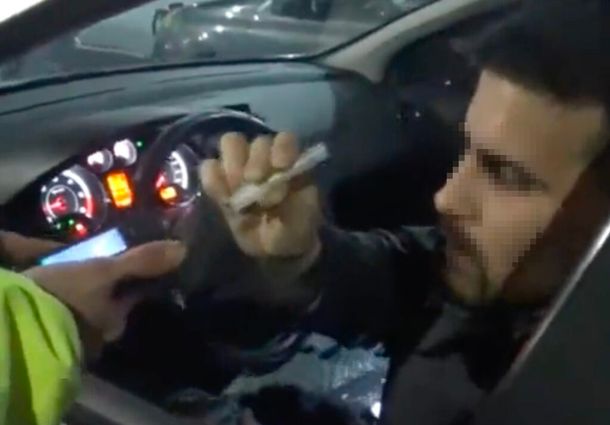 VIDEO: Dio positivo en un control de alcoholemia e hizo un escándalo