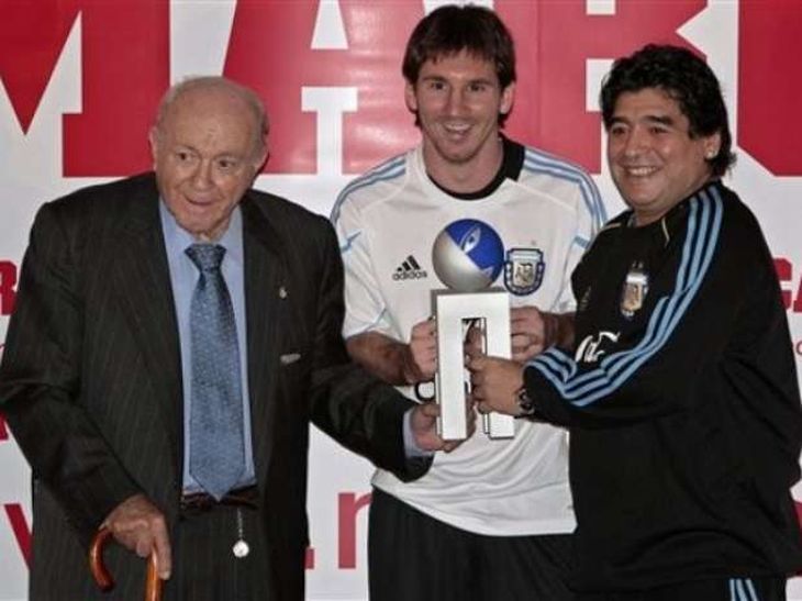¿Cómo fue el encuentro entre Di Stéfano, Maradona y Messi?