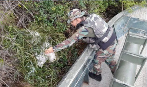 Corrientes: Prefectura encontró casi 100 kilos de marihuana abandonados en una isla