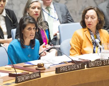 La embajadora de Estados Unidos ante la&nbsp;ONU, Nikki Haley, habló sobre Venezuela