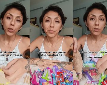¿Las golosinas son basura? Polémica por tiktoker que desechó regalos que le dieron a su hija en un cumpleaños