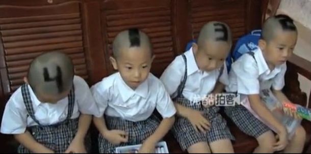 Una madre china numeró a sus hijos para poder diferenciarlos
