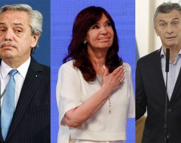 Expresidentes Alberto Fernández, Cristina Kirchner y Mauricio Macri.