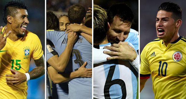 Brasil, Uruguay, Argentina y Colombia: los cuatro clasificados de Sudamérica