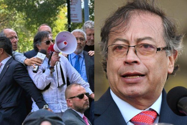 Gustavo Petro habló ante una multitud en Nueva York.