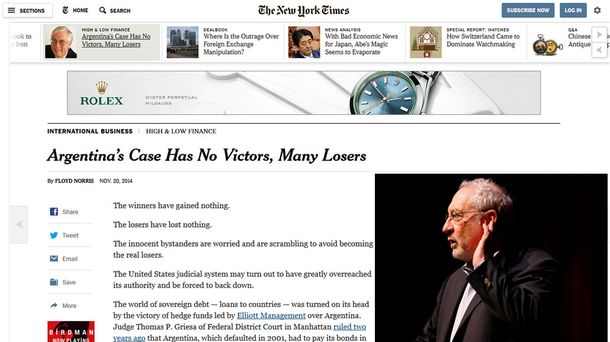 Buitres: para el NY Times, la justicia de EE.UU. se excedió en sus facultades