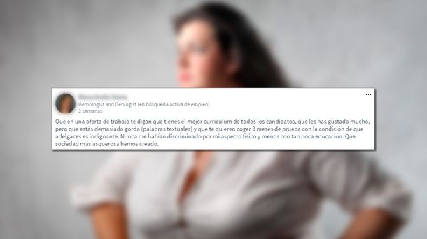 Buscaba trabajo y la discriminaron por su peso