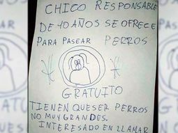 el mejor paseador de perros: el tierno cartel de un nene que se viralizo en las redes el mejor paseador de perros: el tierno cartel de un nene que se viralizo en las redes