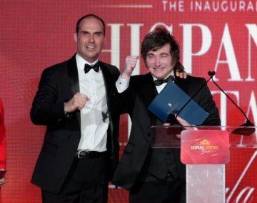 Javier Milei junto a Eduardo Bolsonaro en Estados Unidos.