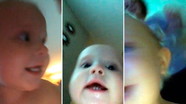 VIDEO: Una beba robó el celular de su hermana y grabó su huida