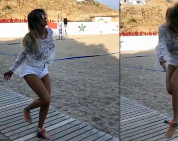 Cande Ruggeri jugando al fútbol