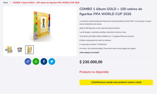 Agotado el álbum de figuritas dorado Agotado el álbum de figuritas dorado 