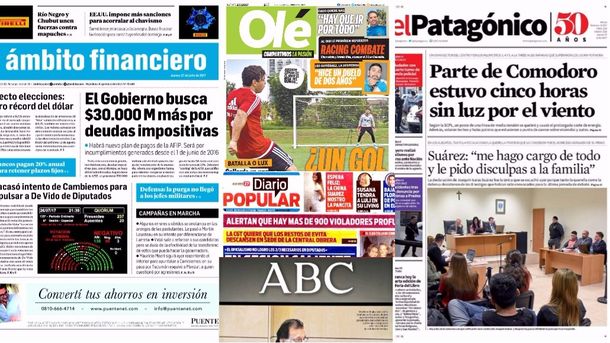 Mirá las tapas de los diarios